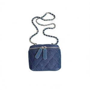 9619 Mini Denim Crossbody Bag Small Vintage Square Box Purse Jean Handbag